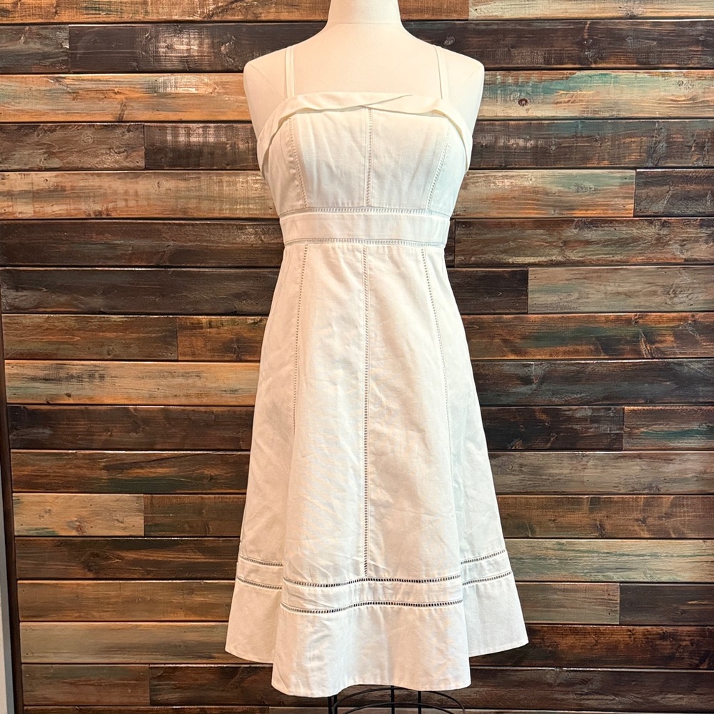 Hitherto Anthropologie Cream Midi Dress with Straps
